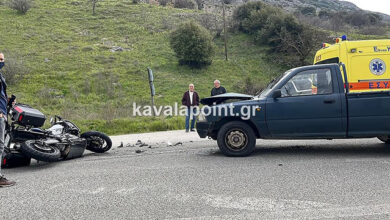 Καβάλα:-Τραυματίστηκε-οδηγός-μοτοσικλέτας-σε-τροχαίο- 